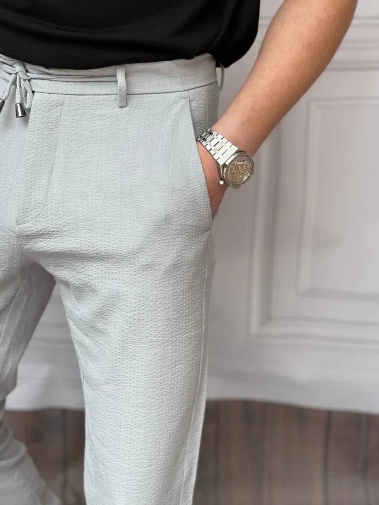 İp Detaylı Armür Kumaş Rahat Kalıp Jogger Pantolon