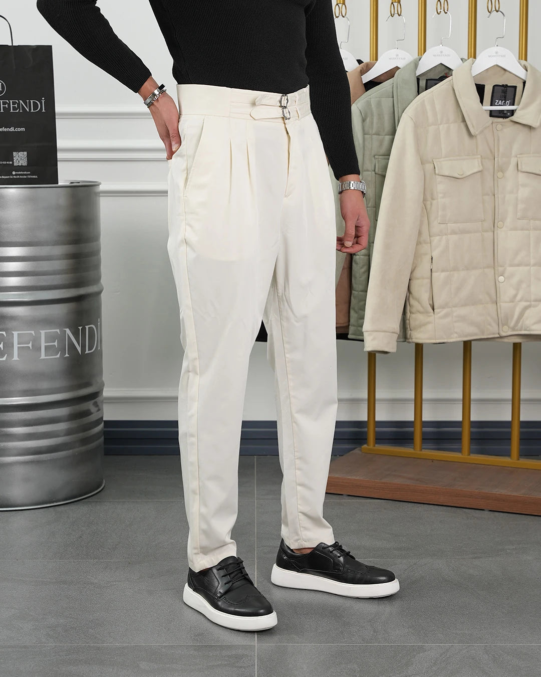 Toka Detaylı Çift Pile İtalyan Kesim Pantolon