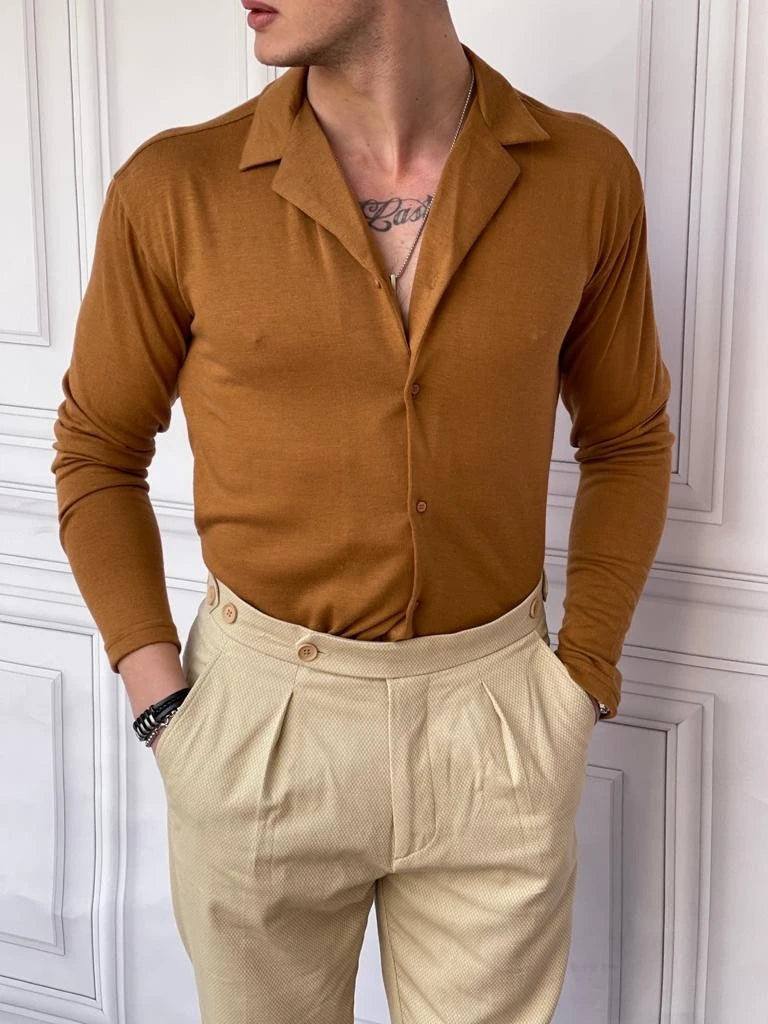 Slim Fit %100 Pamuk Triko Kumaş Gömlek