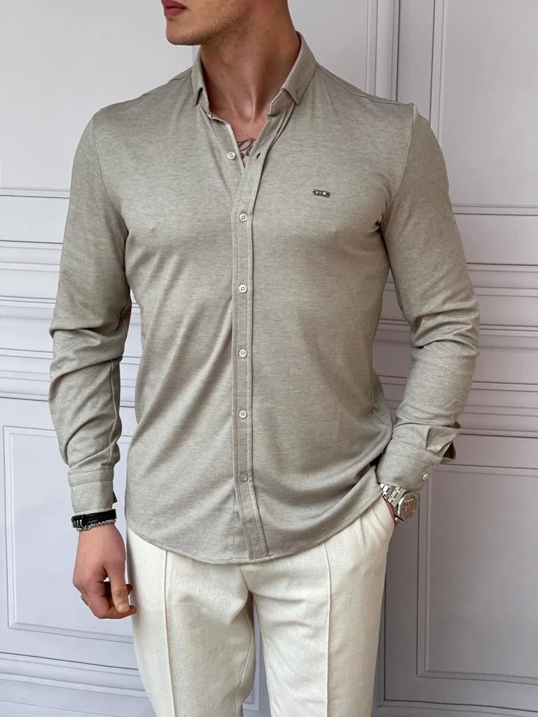 Slimfit Merserize Pamuk Uzun Kollu Gömlek