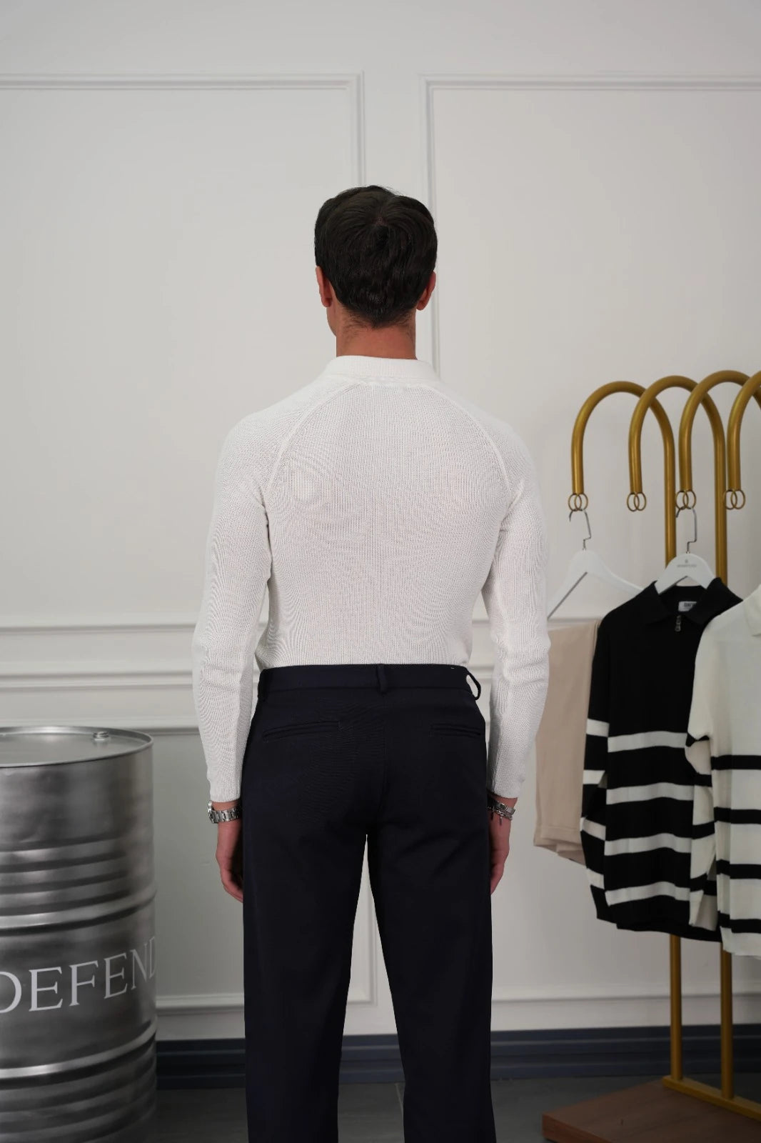 Yüksek Kalite Polo Yaka Fermuar Detaylı Kazak