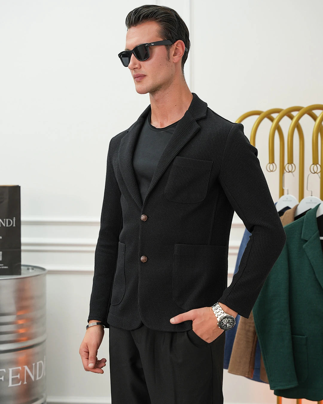 Petek Örme Torba Cep Ceket