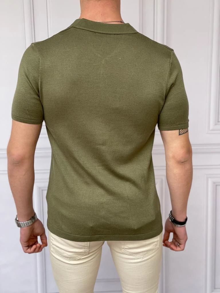 Slim Fit Polo Yaka Triko Pamuk Kısa Kollu Gömlek