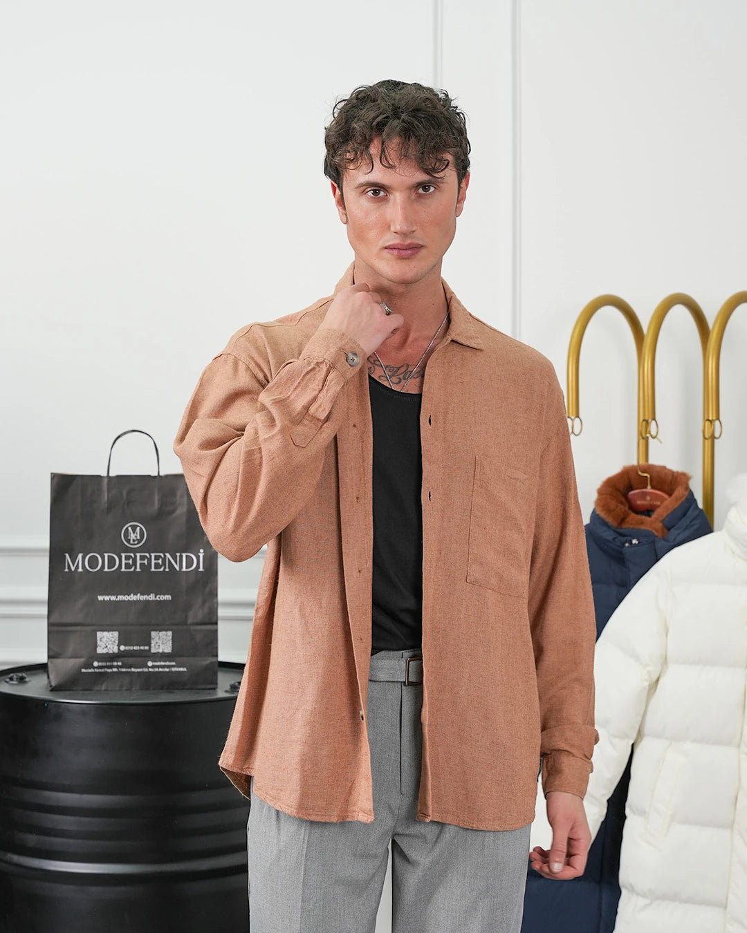 Tek Cepli Keten Yazlık  Oversize  Gömlek