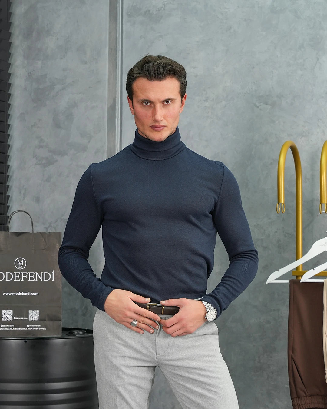 Slim Fit İtalyan Kesim Tam Balıkçı Boğazlı Kazak