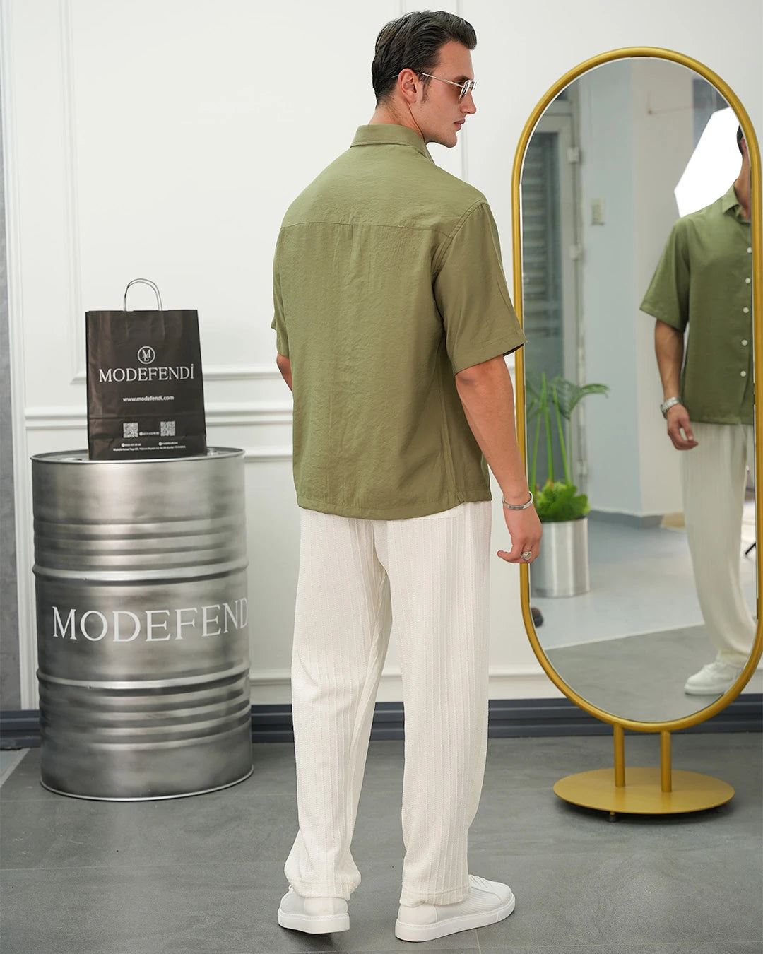 Kısa Kol Oversize Pamuklu Gömlek