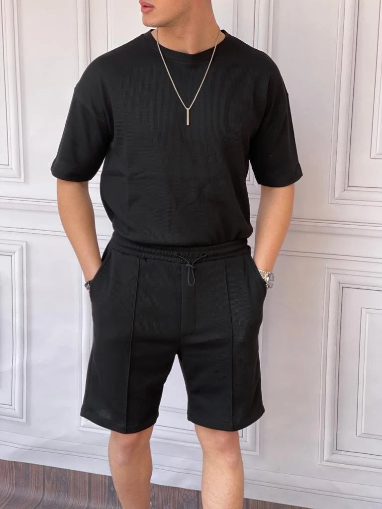 Oversize Alt-Üst Örme Bel Lastik Detaylı Kapri Takımı