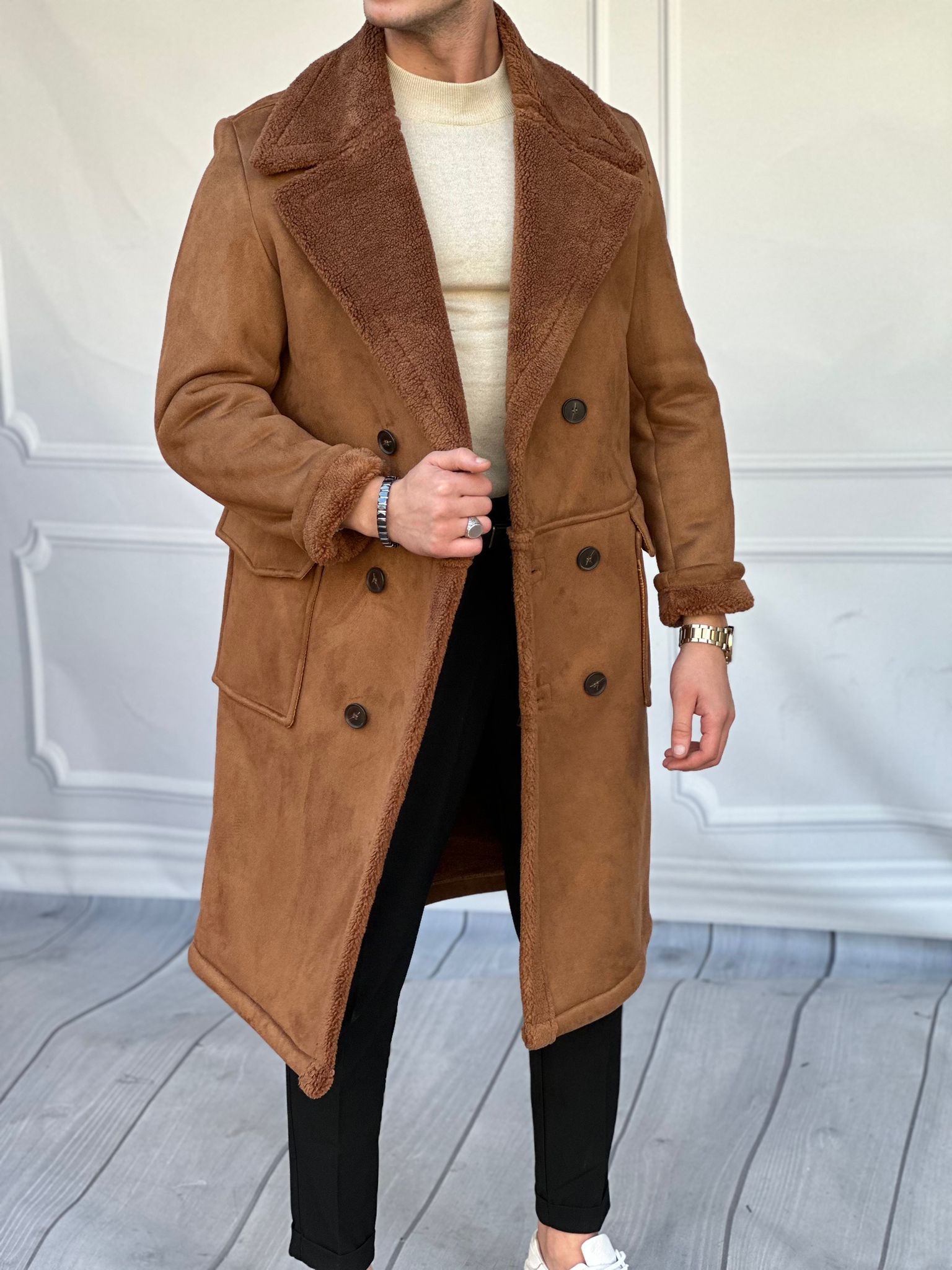 Kürklü Nubuk Palto