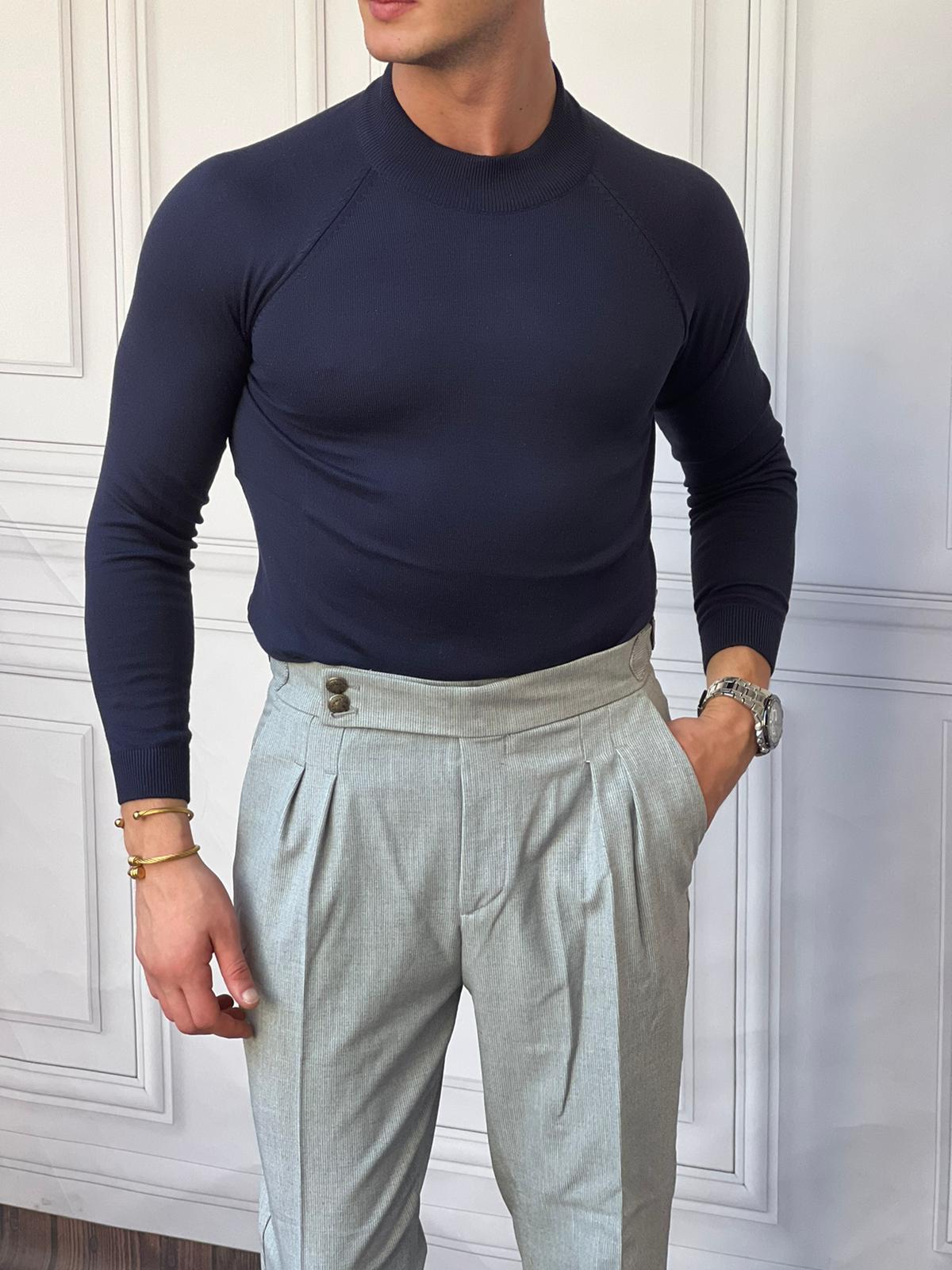 Slimfit Kalıp Pamuklu Triko Yarım Balıkçı Triko Kazak