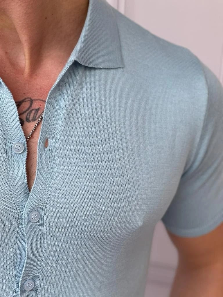 Slim Fit Polo Yaka Triko Pamuk Kısa Kollu Gömlek