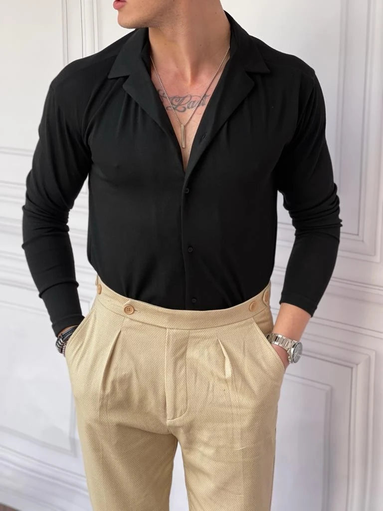 Slim Fit %100 Pamuk Triko Kumaş Gömlek