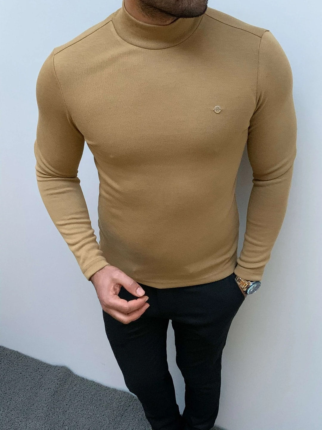 Slim Fit A Kalite Pamuk Tam Boğazlı Kazak