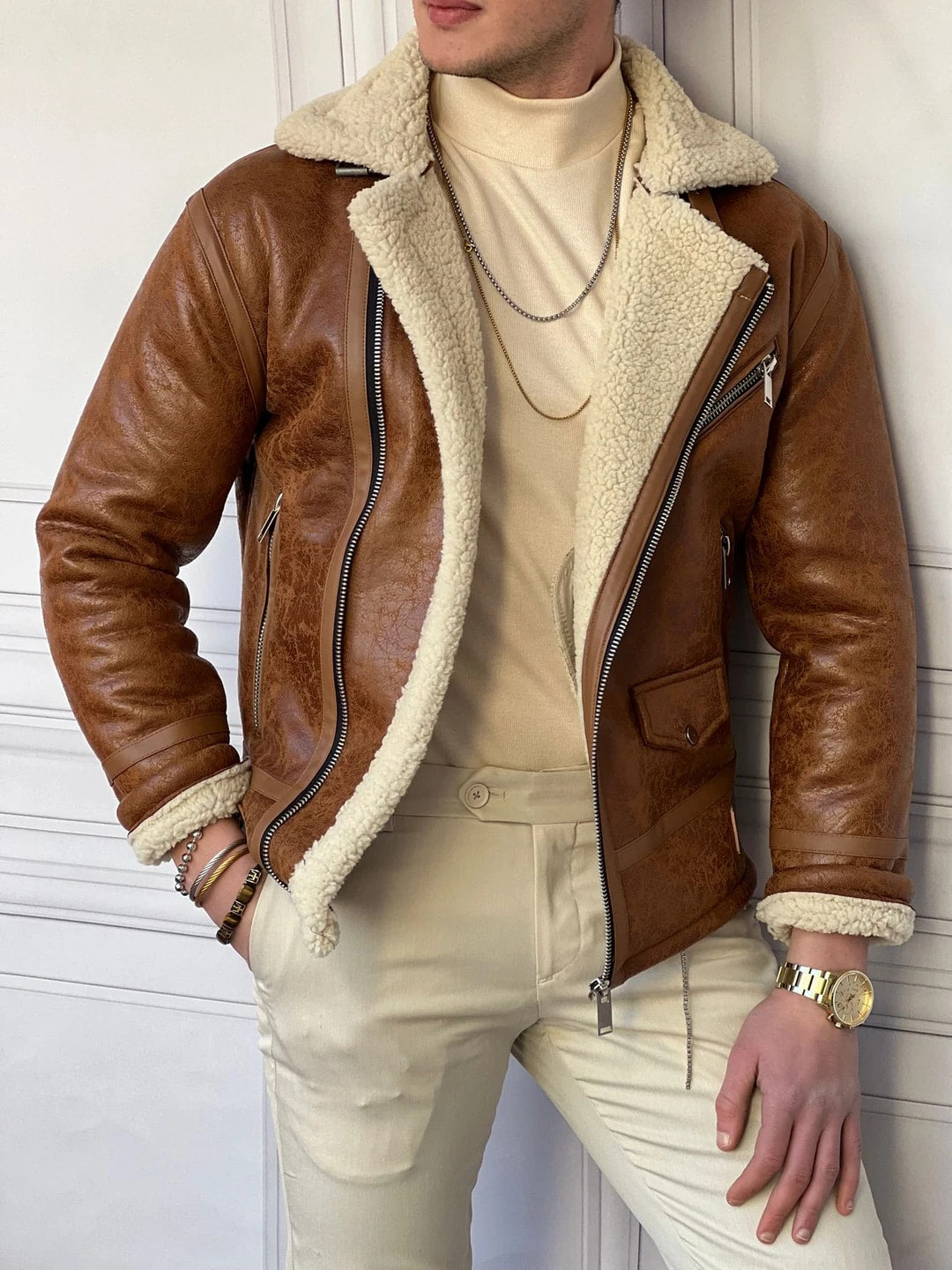 Full Kürklü Napa Deri Mont