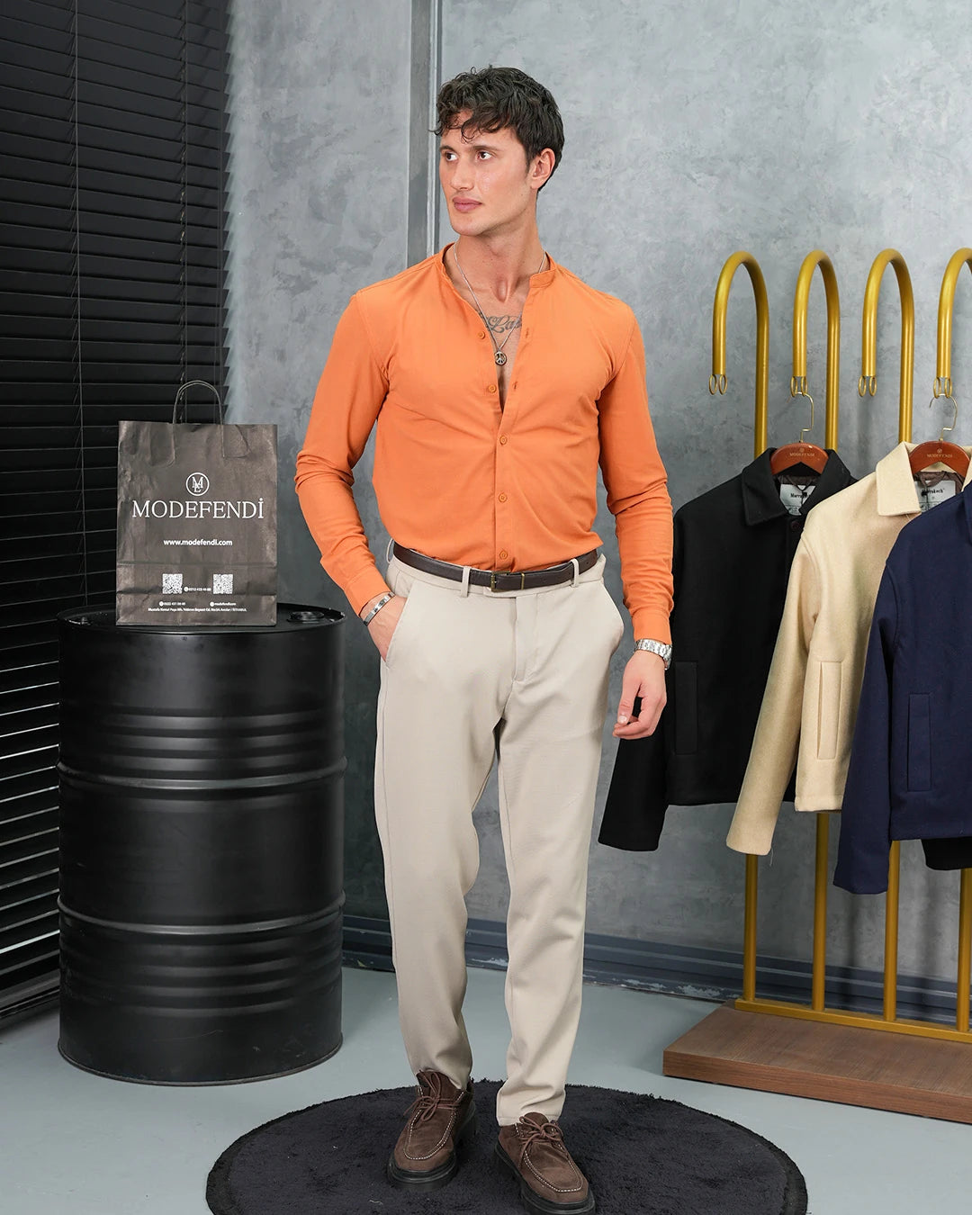 Pamuk Likra Hakim Yaka Gömlek