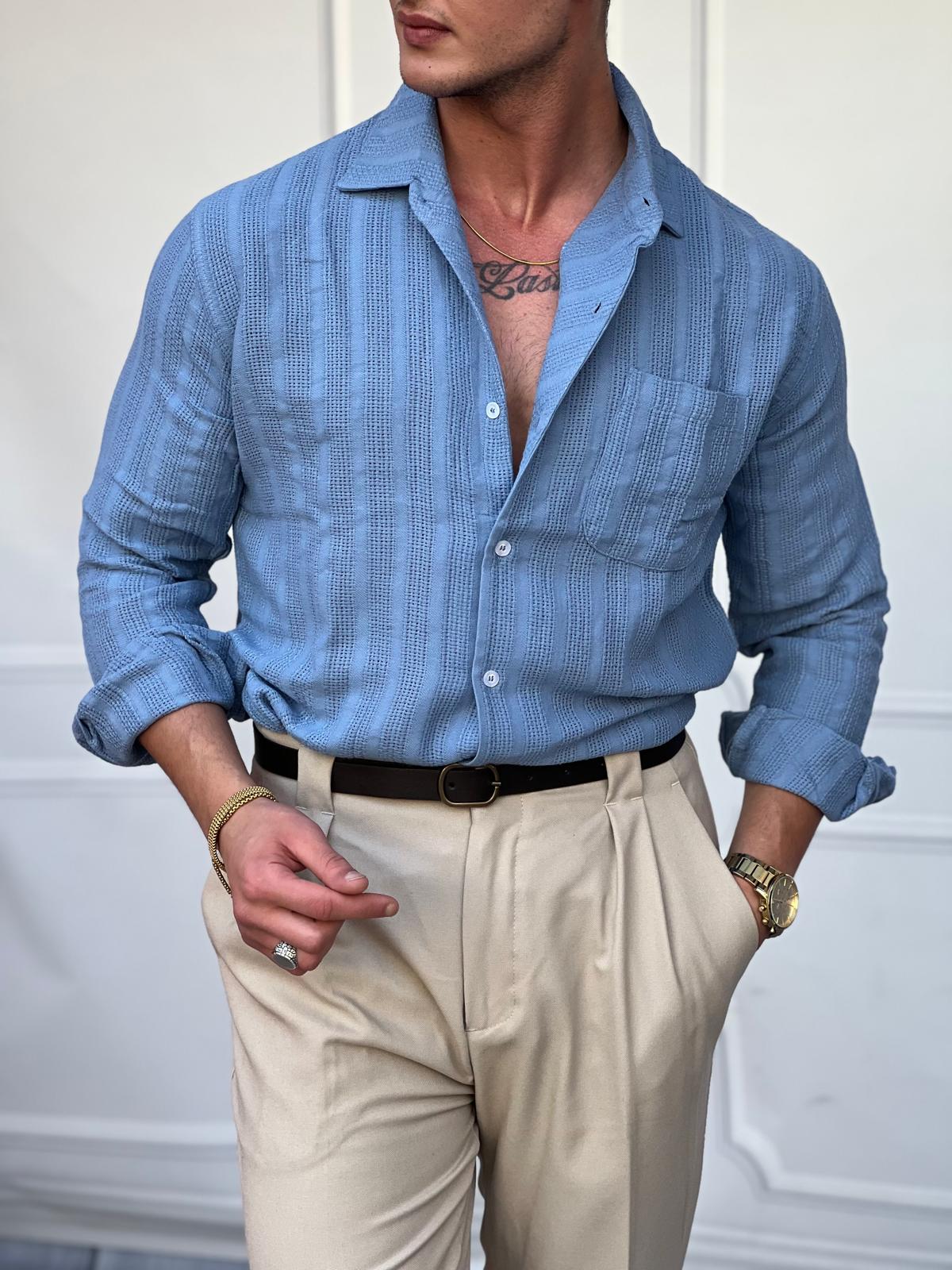 Cep Detaylı Pamuk Örme Gömlek