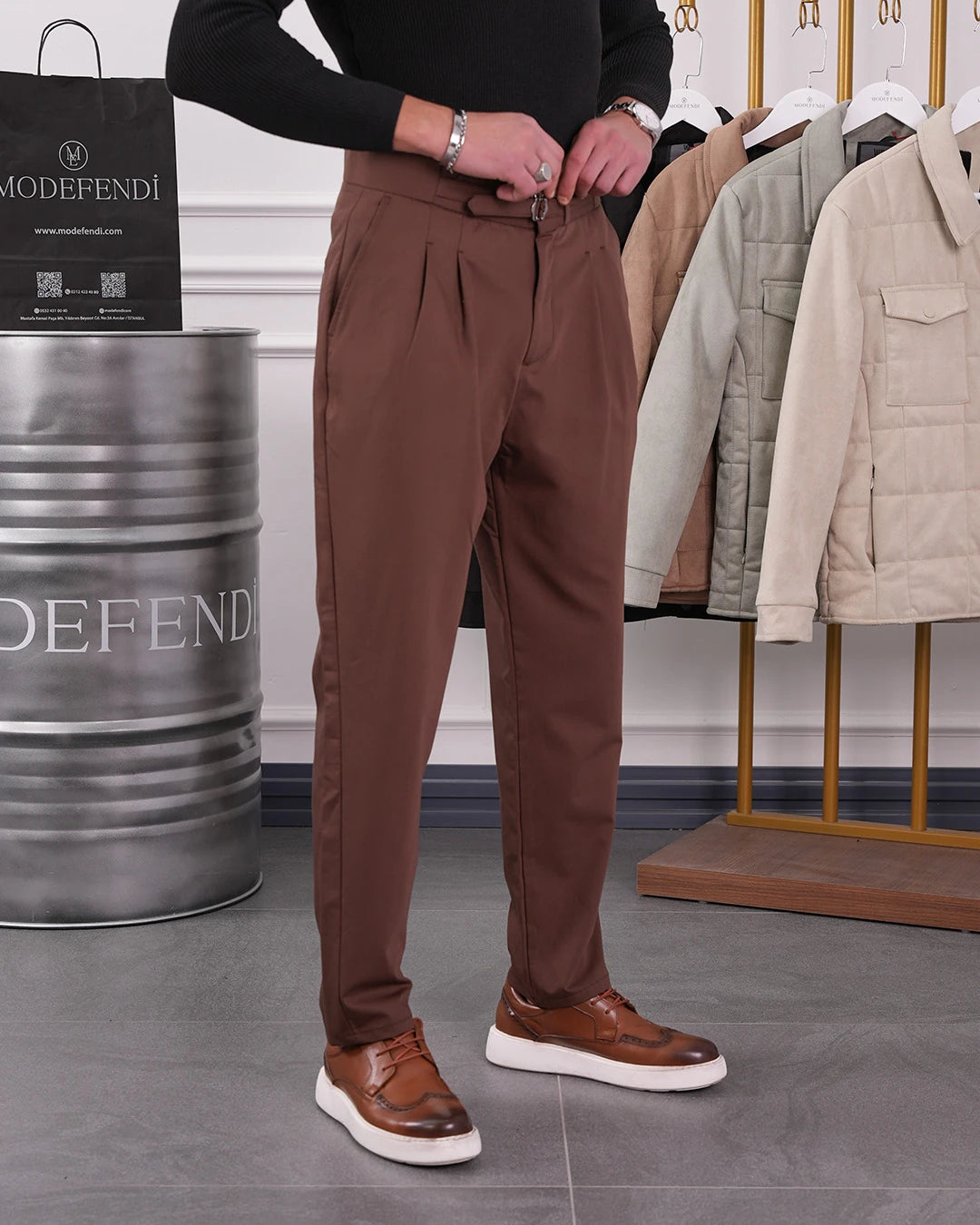 Toka Detaylı Çift Pile İtalyan Kesim Pantolon