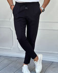Önü Çizgi Detaylı Slim Fit Kesim İp Detaylı Paça Fermuarlı Full Likralı Jogger Pantolon