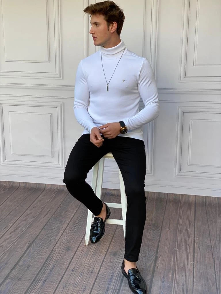 Slim Fit A Kalite Pamuk Tam Boğazlı Kazak