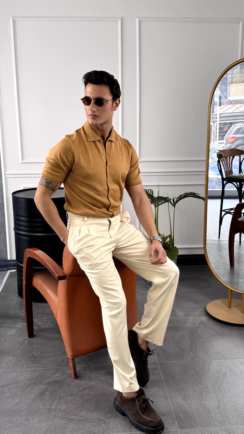 Slim Fit Polo Yaka Triko Pamuk Kısa Kollu Gömlek