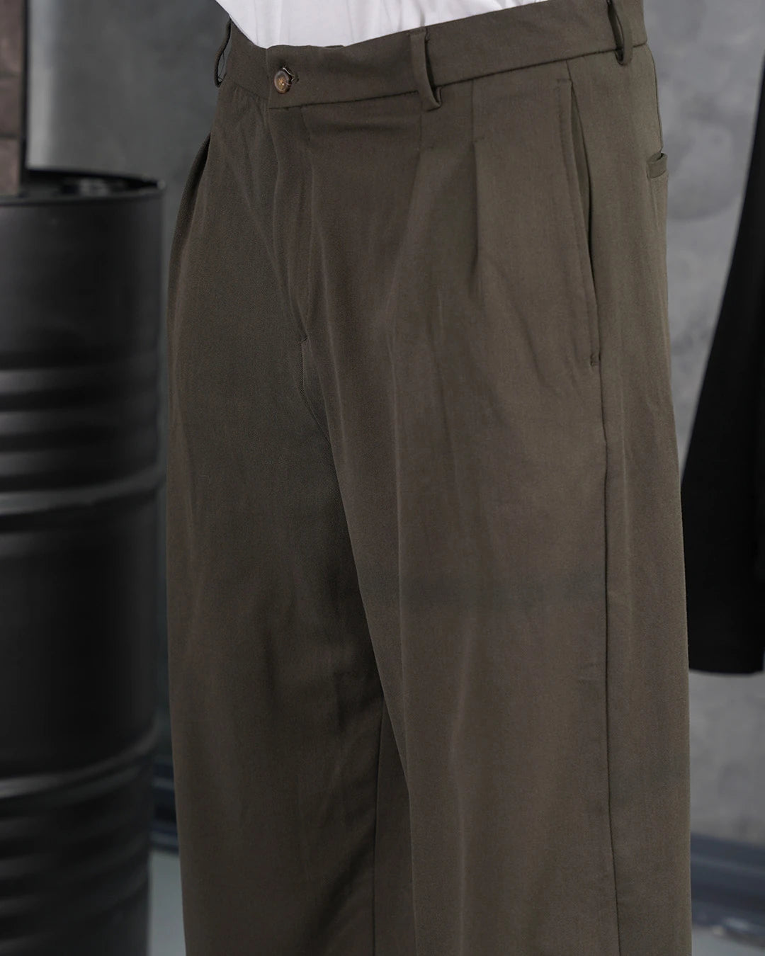 Baggy Kalıp Pile Detaylı Kumaş Pantolon