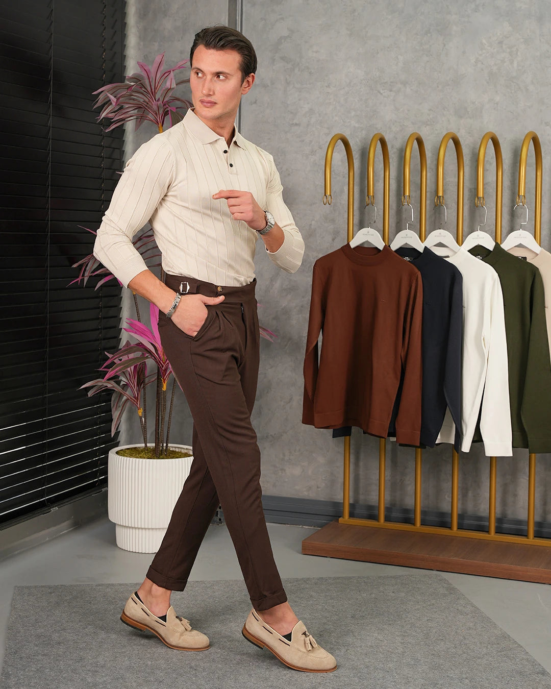 Yüksek Kalite Merserize Kumaş Şerit Çizgili Polo Yaka Triko