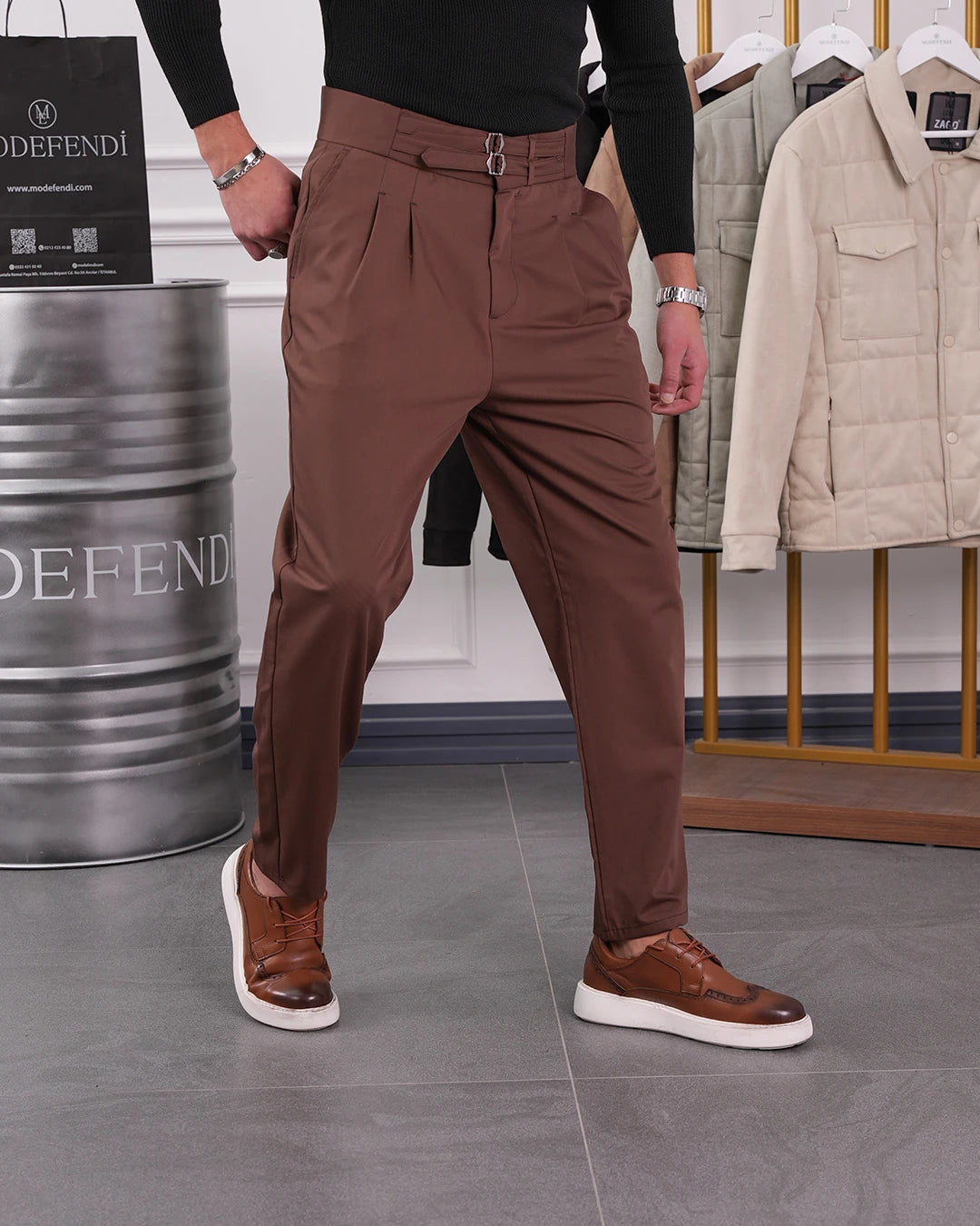 Toka Detaylı Çift Pile İtalyan Kesim Pantolon