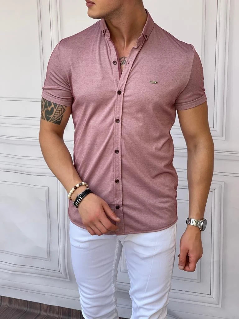 Slimfit Merserize Pamuk Kısa Kollu Gömlek