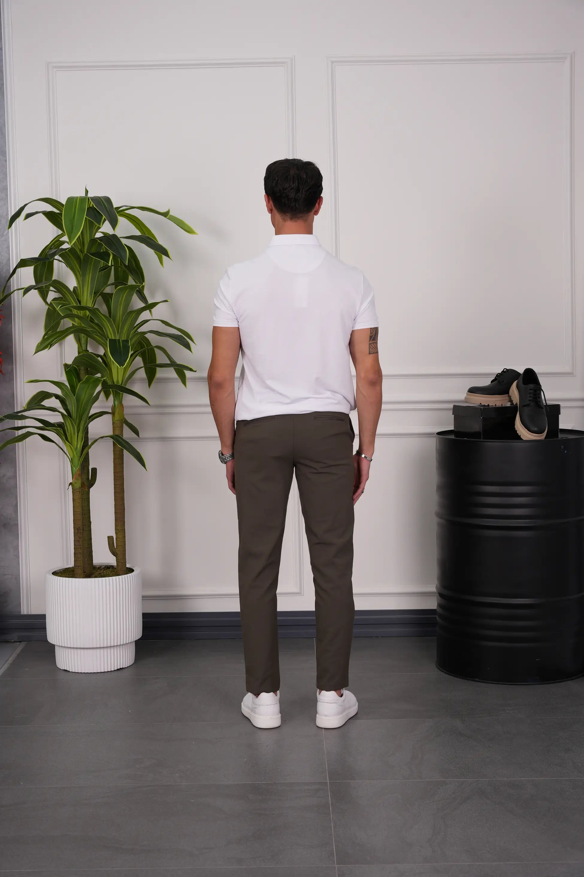 Pamuk Likra Slim Fit Kalıp Bebe Yaka Fermuarlı Tshirt