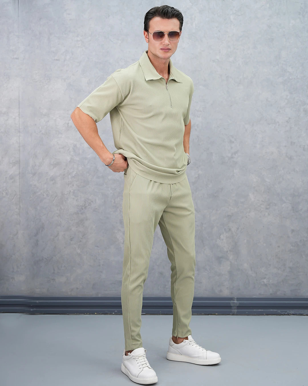 Fermuar Detaylı Fitilli Oversize Alt Üst Takım