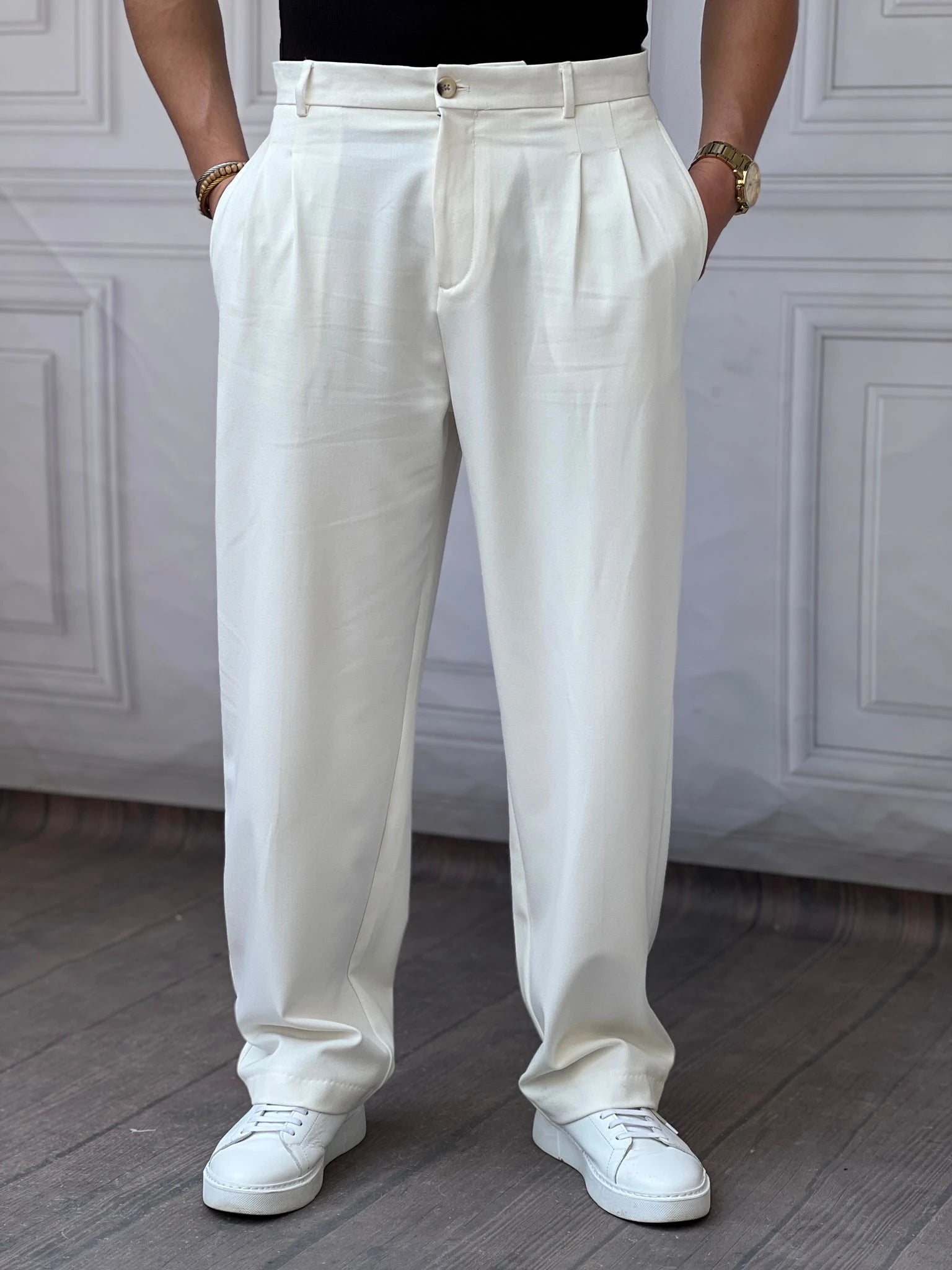 Baggy Kalıp Pile Detaylı Kumaş Pantolon