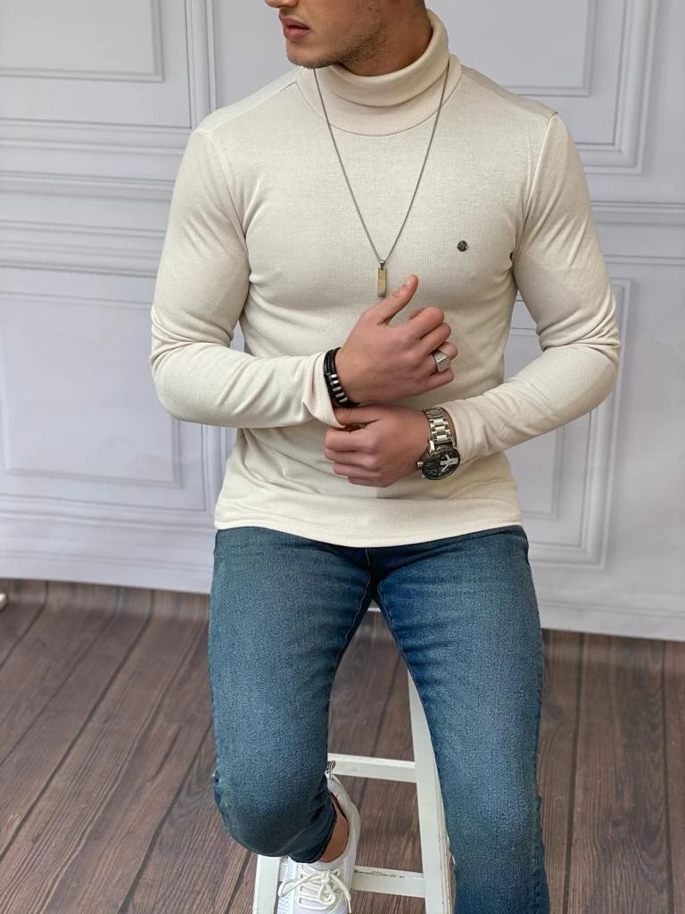 Slim Fit A Kalite Pamuk Tam Boğazlı Kazak