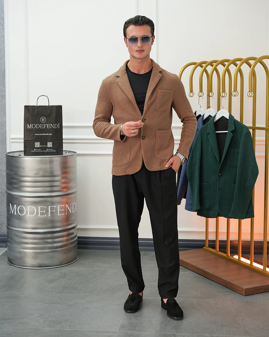 Petek Örme Torba Cep Ceket