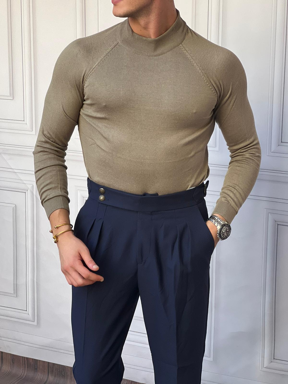 Slimfit Kalıp Pamuklu Triko Yarım Balıkçı Triko Kazak