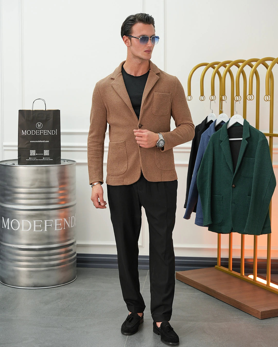 Petek Örme Torba Cep Ceket