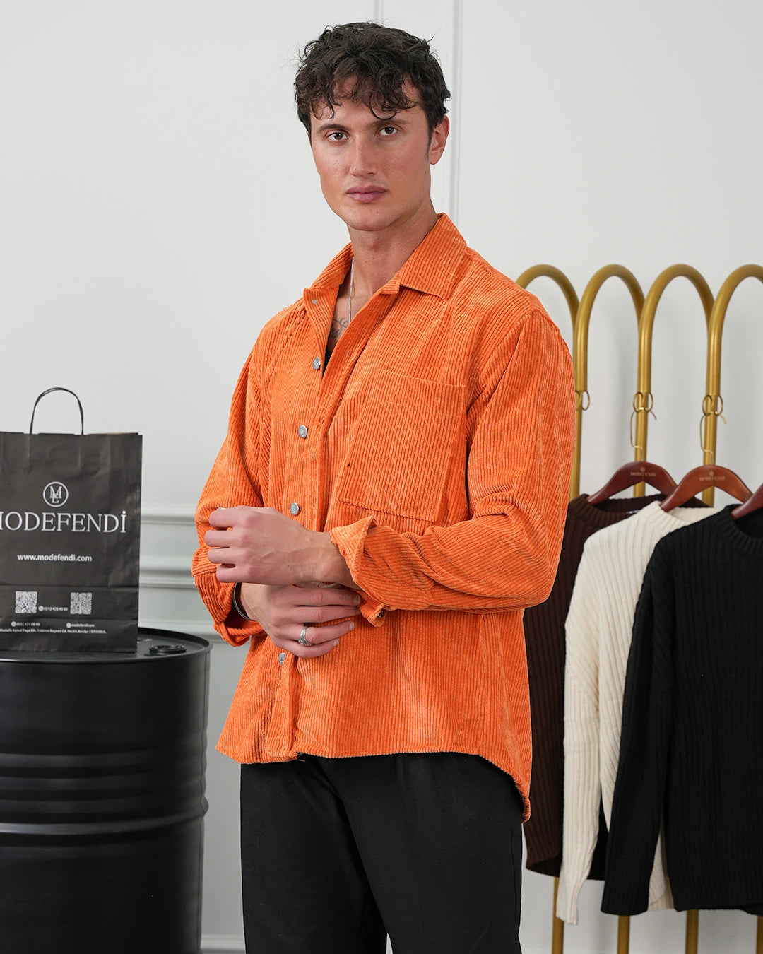 Fitil Kadife Oversize Gömlek