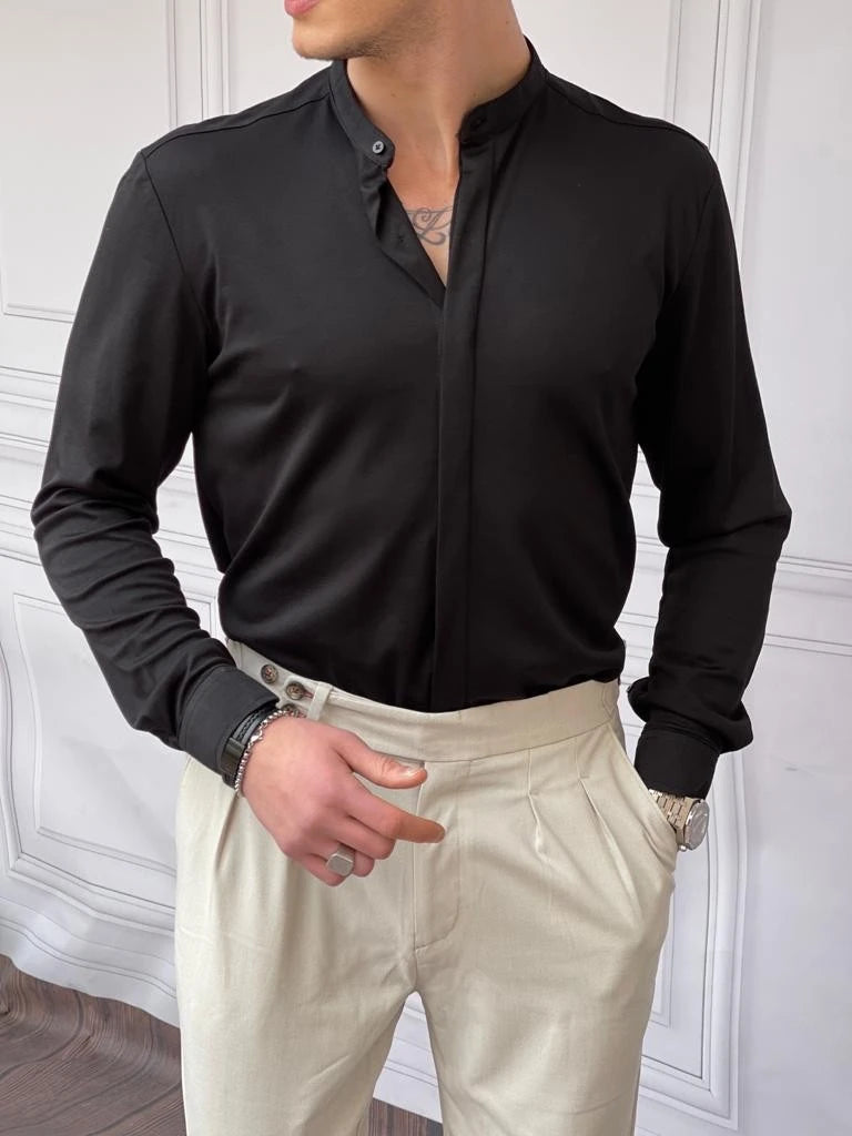 %100 Pamuklu Slimfit Gizli Kanun Yaka Gömlek