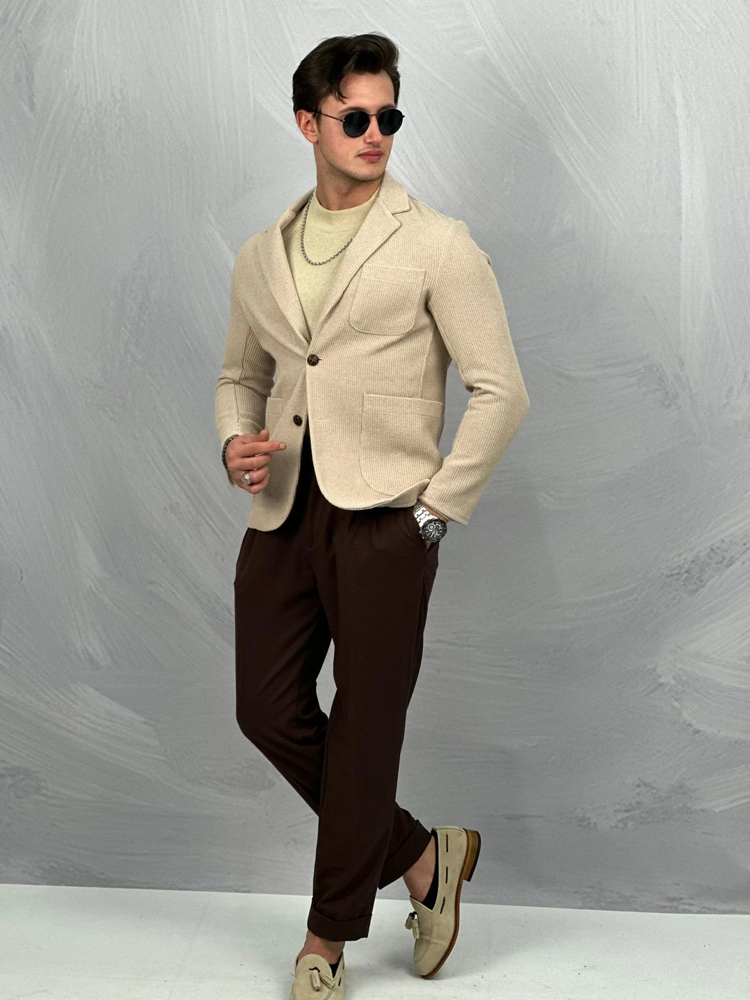 Petek Örme Torba Cep Ceket