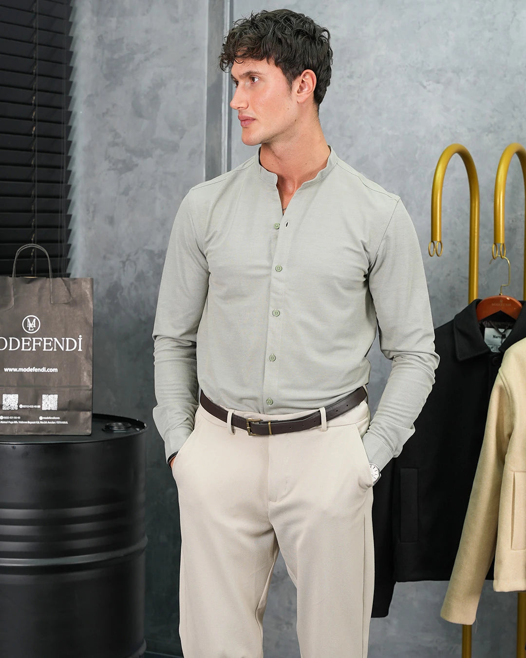 Pamuk Likra Hakim Yaka Gömlek