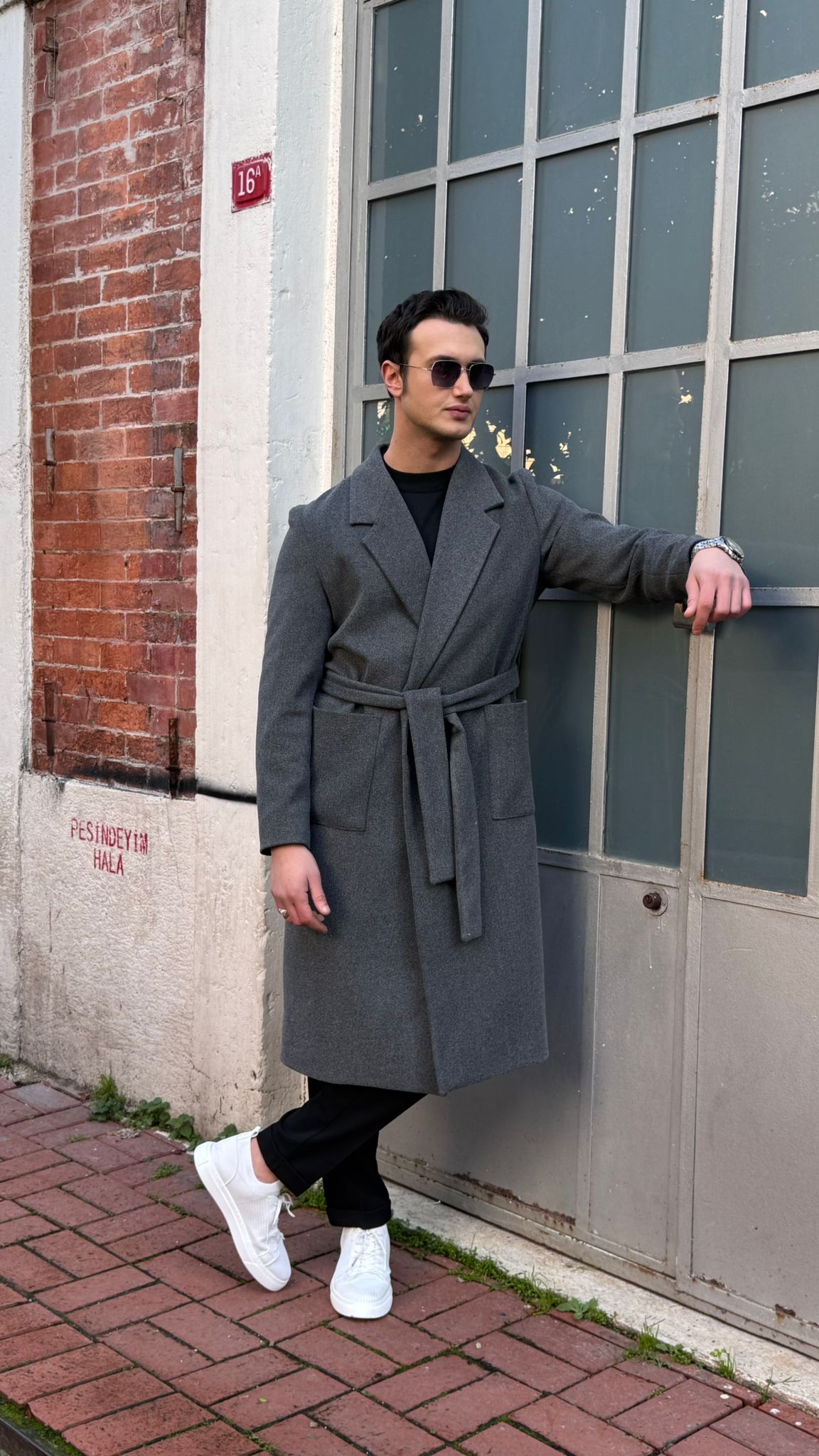 Yüksek Kalite Oversize Kesim Kemer Detaylı Kaban