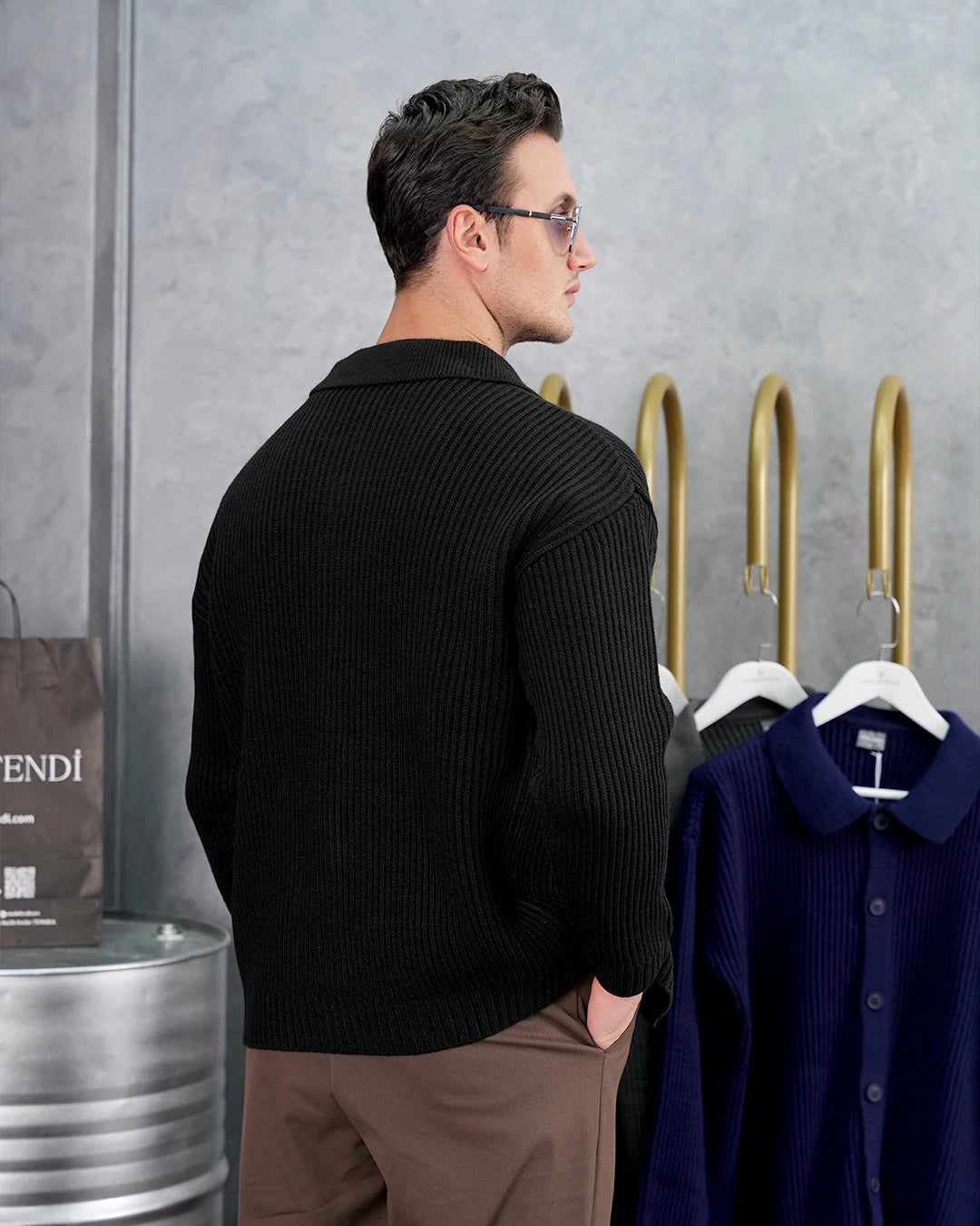 Düğmeli Gömlek Yaka Triko Hırka