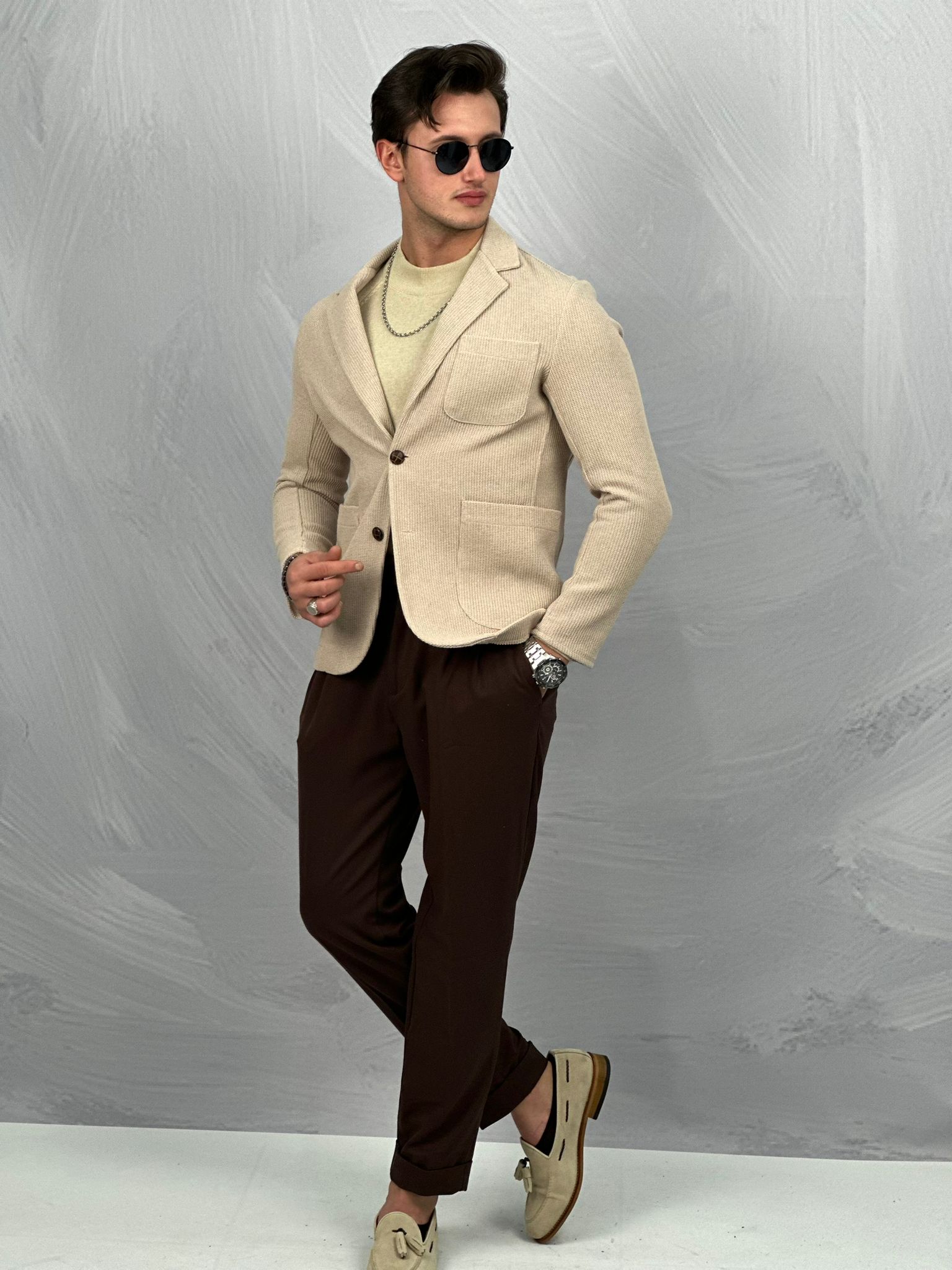 Petek Örme Torba Cep Ceket