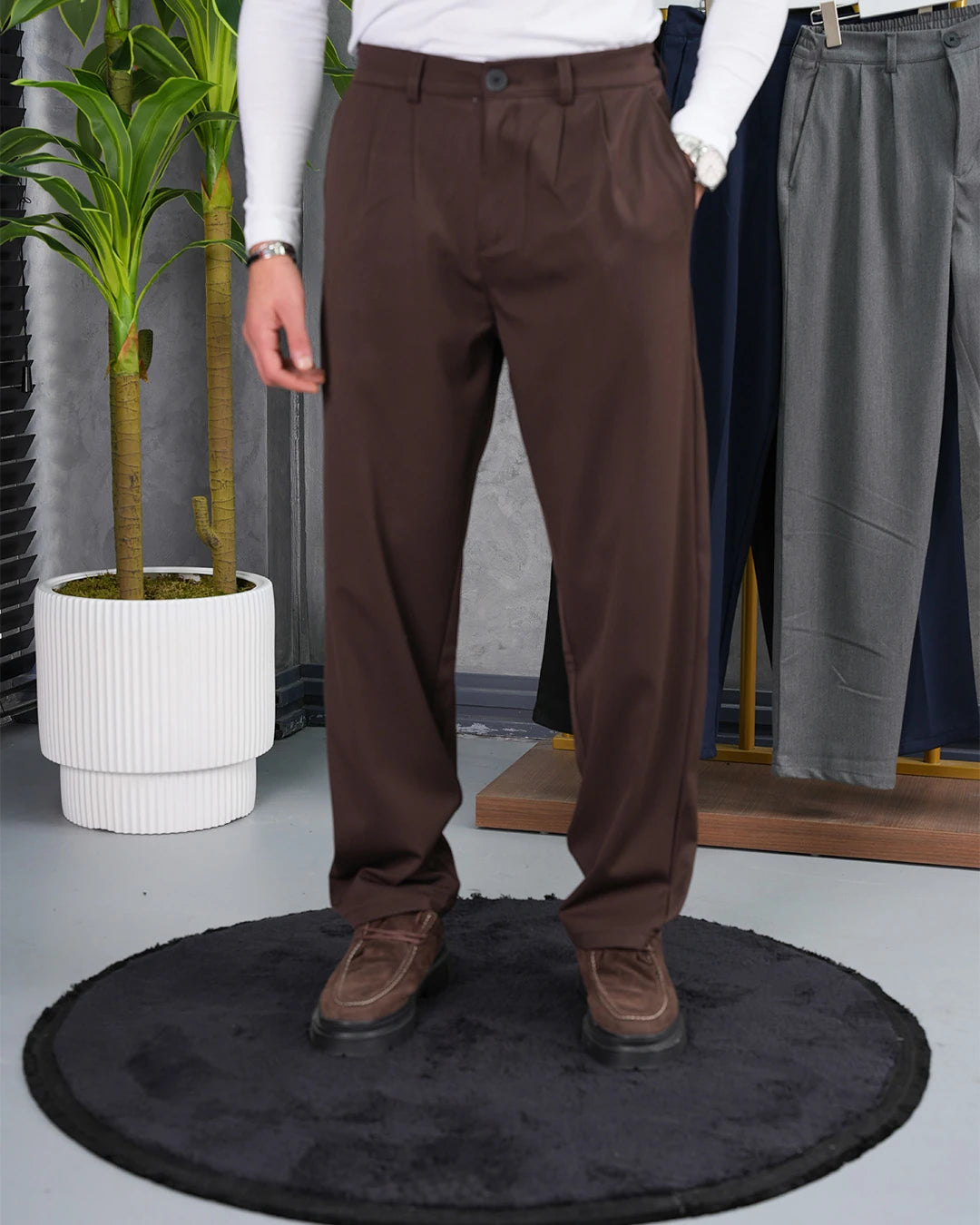 Çift Pile Pamuk Likra Baggy Kumaş Pantolon