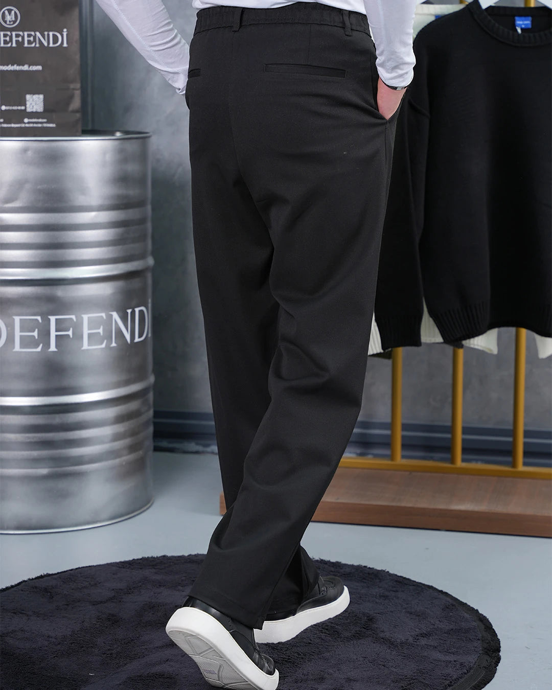 Baggy Kesim Pile Detaylı Kumaş Pantolon