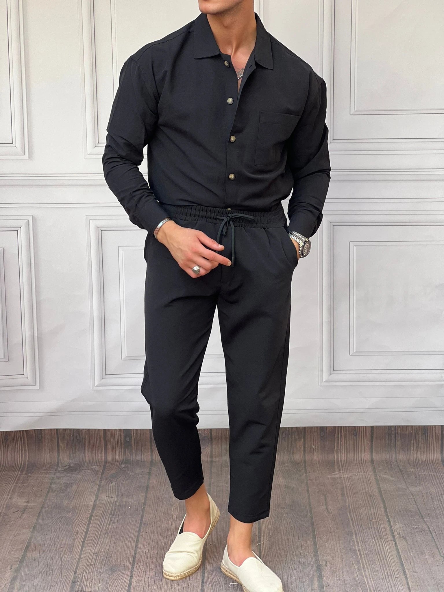 Rahat Kalıp Cep Detaylı Pamuk Keten Gömlek