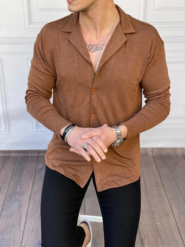 Slim Fit %100 Pamuk Triko Kumaş Gömlek