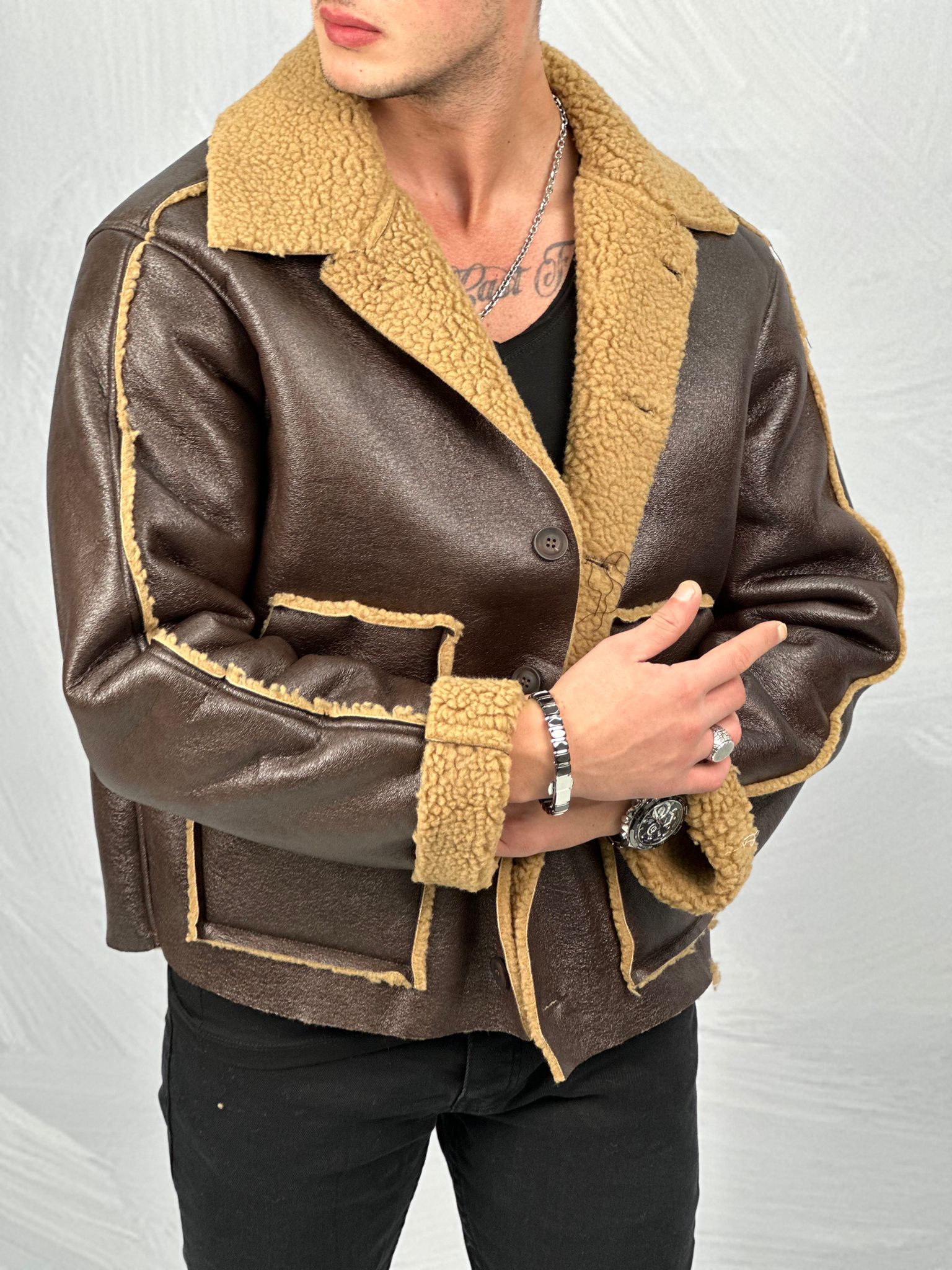 Full Kürklü Oversıze Deri Mont