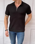 Slim Fit Örme Kumaş Fermuar Detaylı Polo Yaka Tshırt