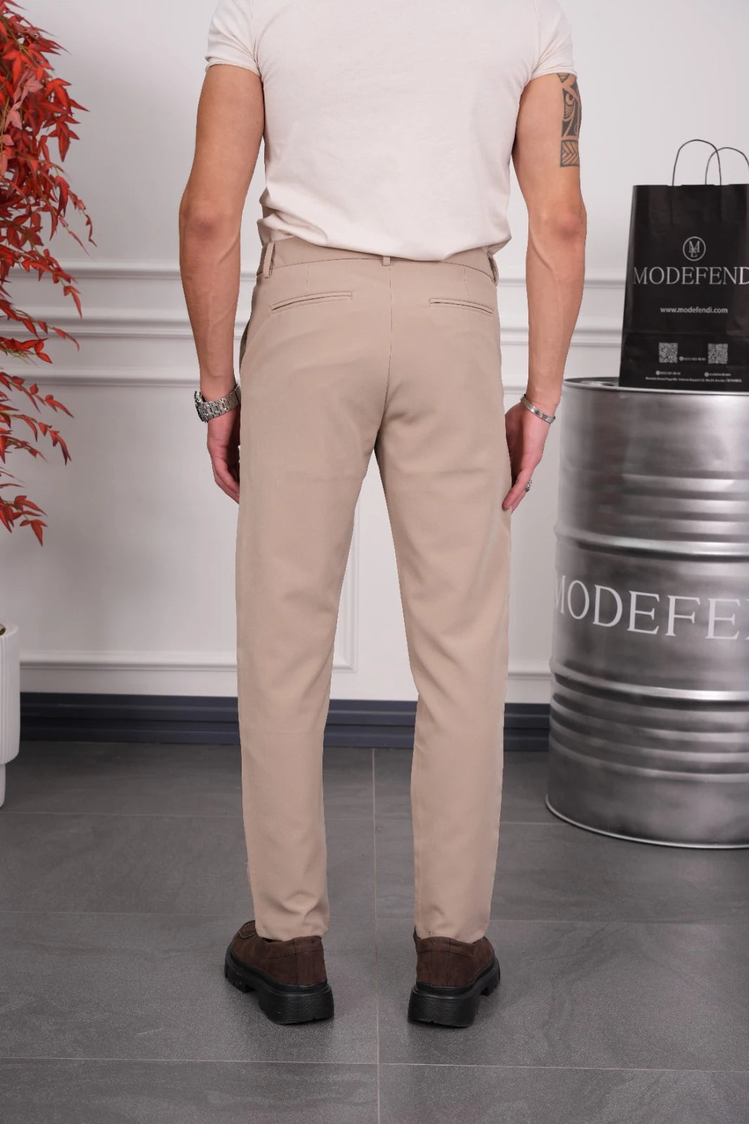 Gizli Lastik Bel Detaylı Kumaş Pantolon