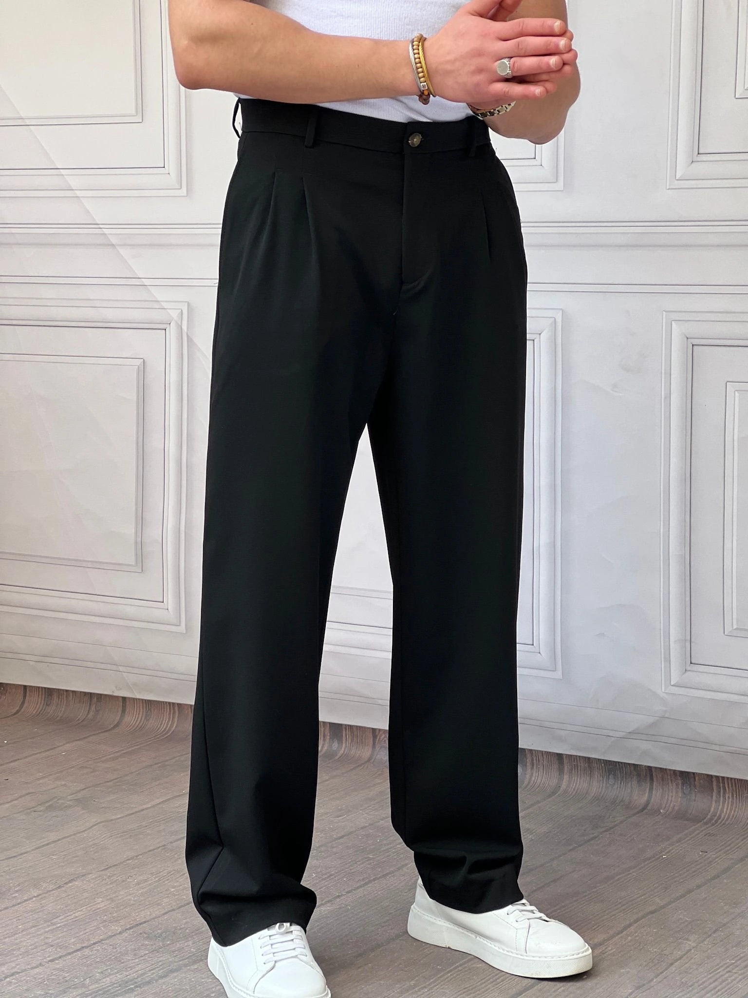 Baggy Kalıp Pile Detaylı Kumaş Pantolon