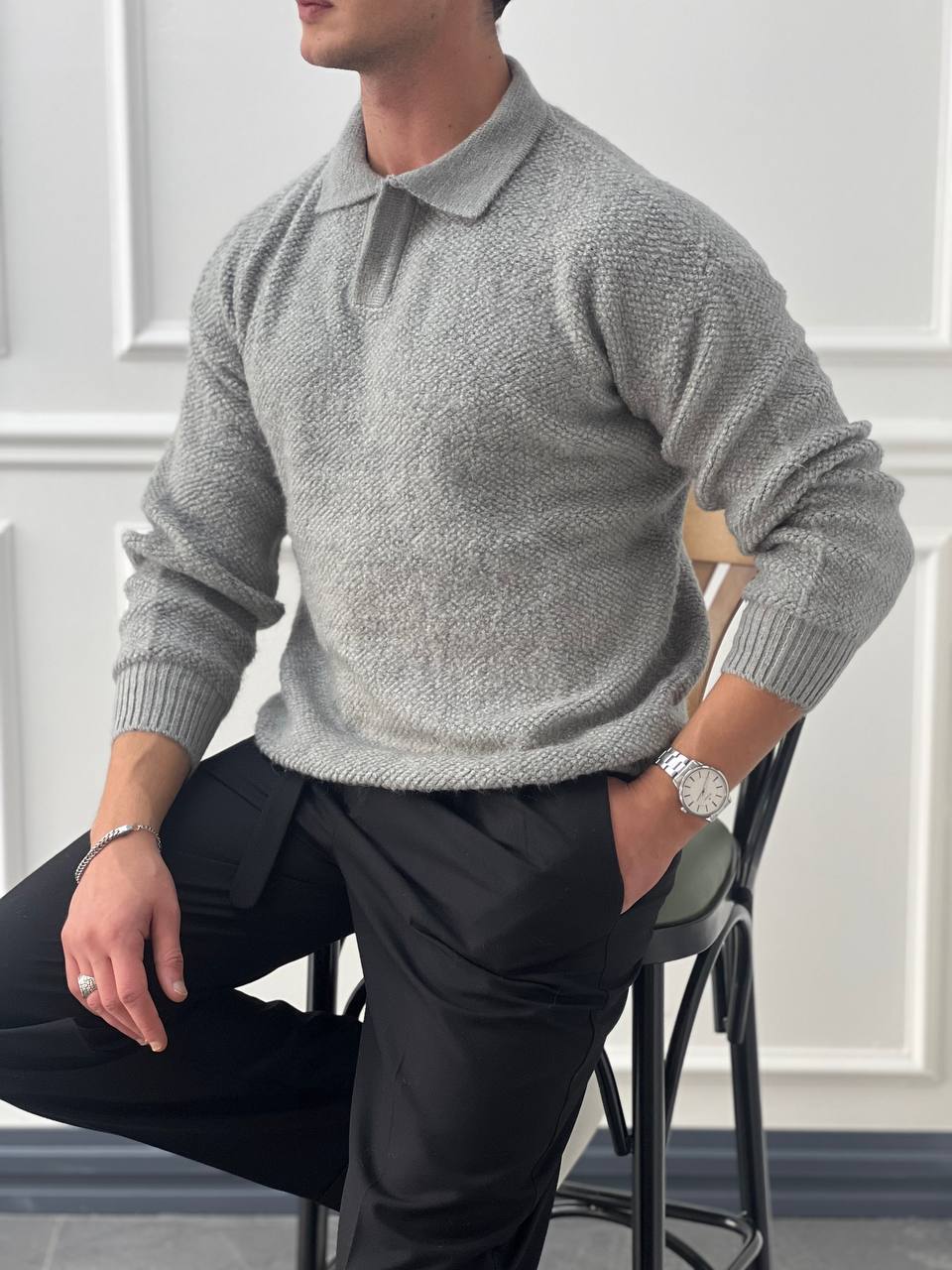 Yüksek Kalite Kısa Yaka Tüylü Yarım Oversize Kazak